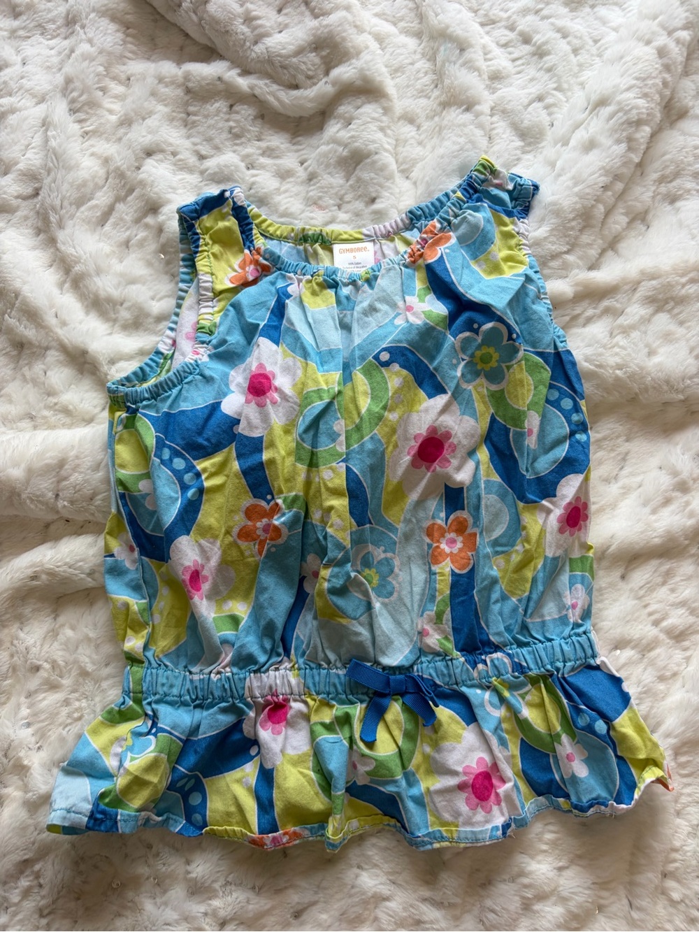 Gymboree Girls Size 5 Floral Peplum Top | Blue Green Pink | Summer